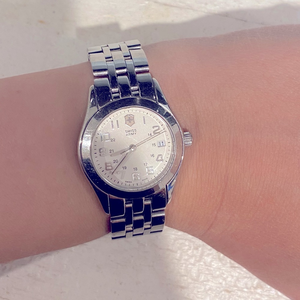 Silver Swiss Army watch